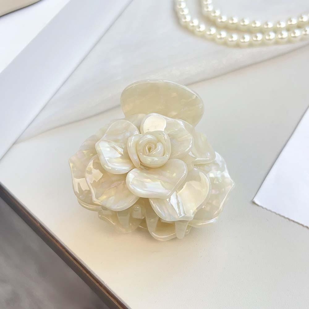 Elegant Flower Shark Clip Gradient Color Acetic Acid Hair Claw Hair Clip Camellia Hair Claw  Girls