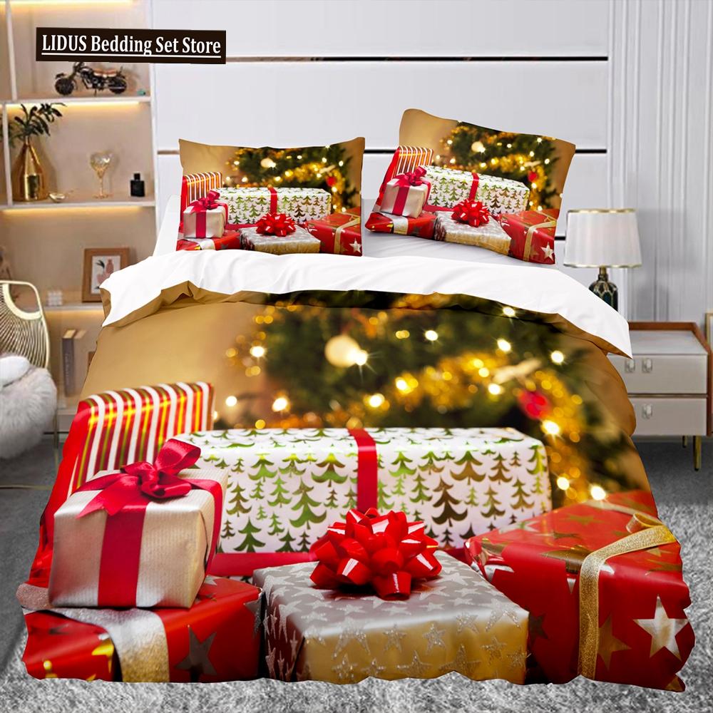 Christmas Gift Pattern Duvet Cover Set Comforter Cover For Kids Boys Girl Teen Polyester Bedding Set King Size With Pillowcases
