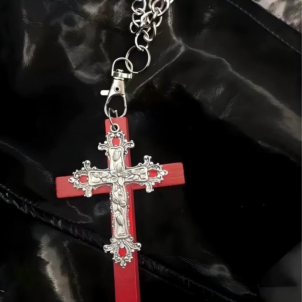 Trendy Gothic Pink Cross Necklace for Women - Stylish, Unique, and Versatile Design