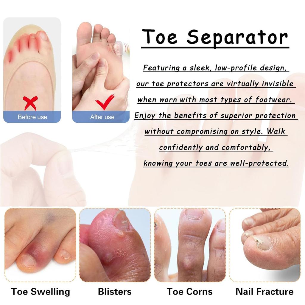 20pcs Toe Protectors Silicone Gel Caps for Corns Calluses Blisters Pain Relief, Soft Toe Sleeves Cushions