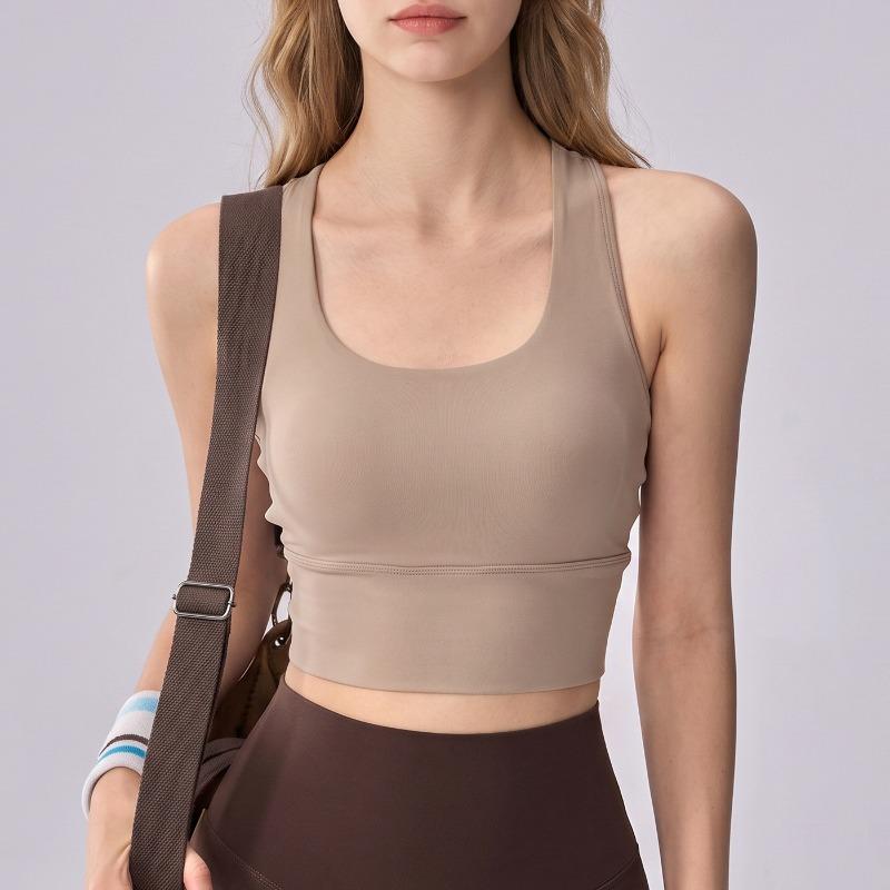 I-shaped beautiful back yoga vest with chest pad nude seamless sports underwear can be worn outside shock-proof running fitness top