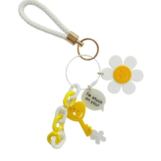 Smile Flower & Pastel Charm KeychainBag Charm (White YN010-01) [Used]
