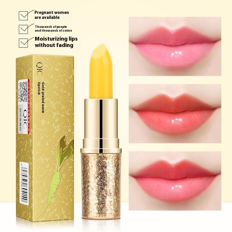 QIC Carrot Temperature-changing Lip Balm, Hydrating and Non-fading Color-changing Lipstick Moisturizing Student Lip Cream