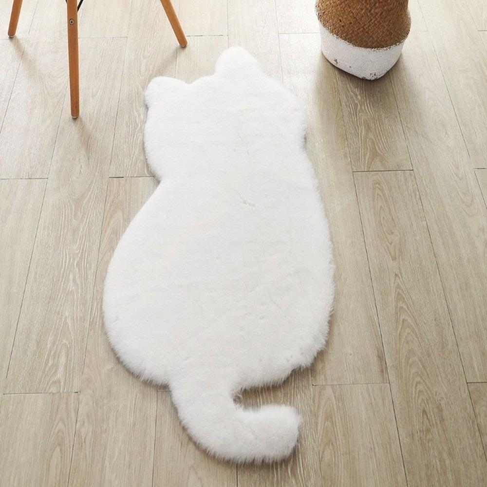 

Bedside Mat Cartoon Faux Rabbit Fur Rug Soft Decorative Fluffy Carpet Solid Color Anti-slip Mat Gifts белый