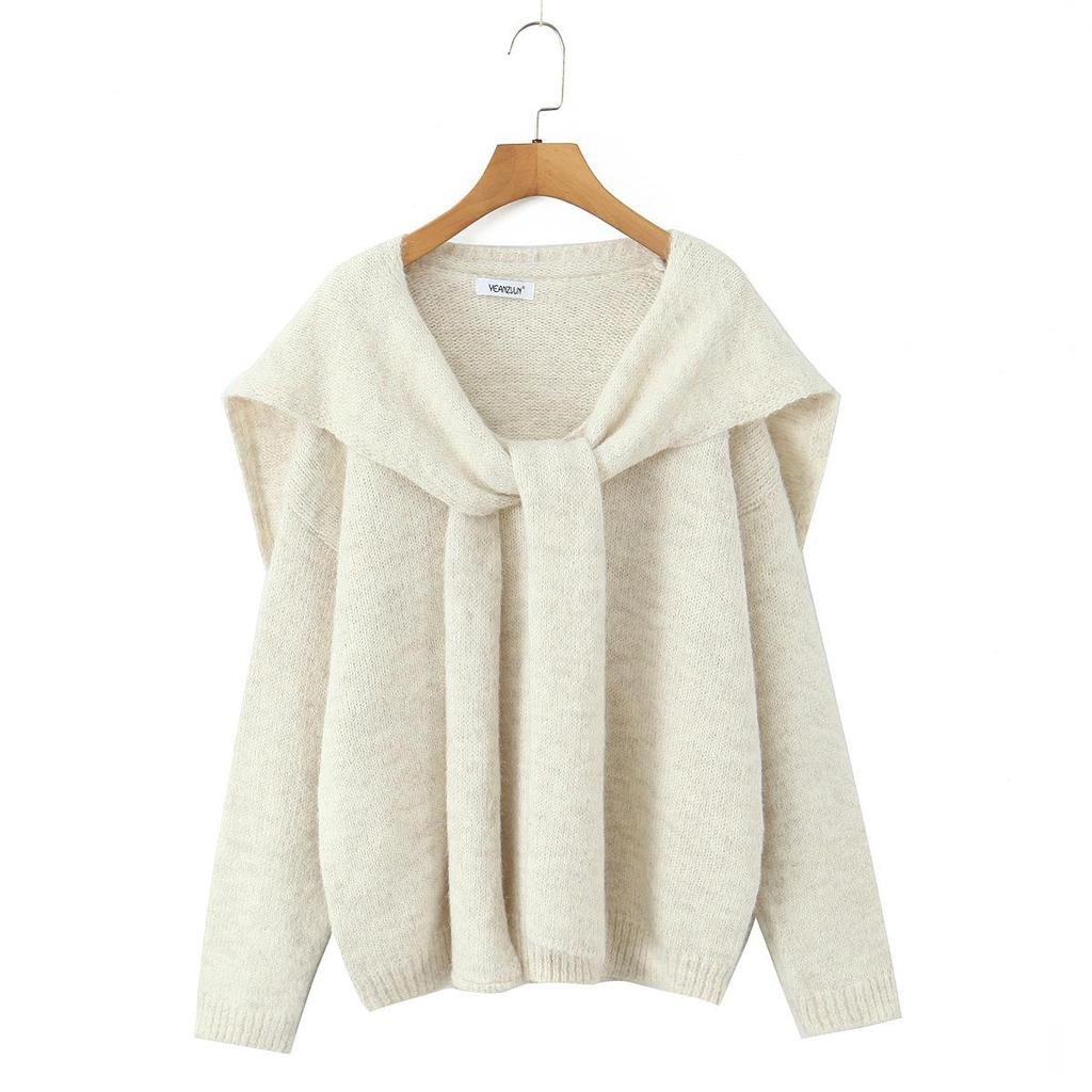 French Autumn Gentle Style Soft Knitwear Pullover and Shawl Two-Piece Set Sweater Top