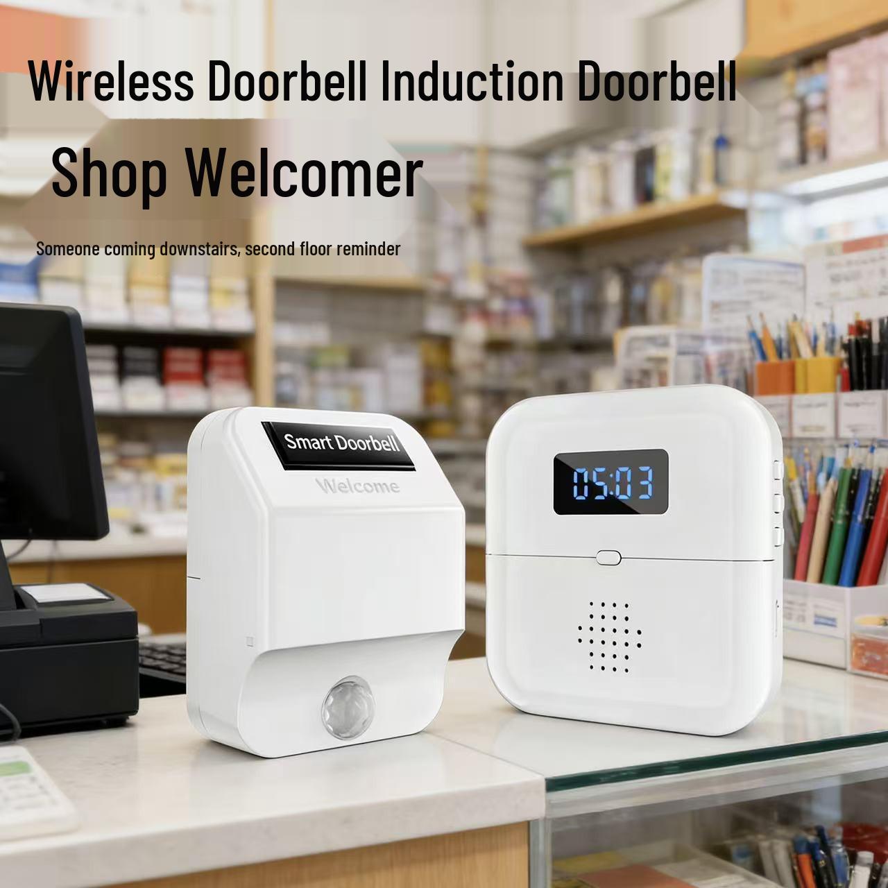 Chenji Wireless Induction Doorbell with Time Display and Call Reminder for Multi-Floor Use Transmitter (Pairing Required)