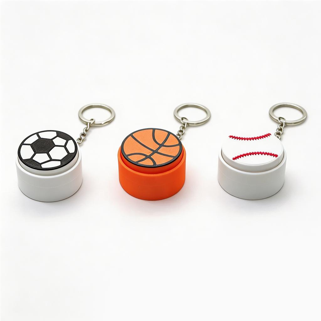 Sports Balls Fidget Clicker Keychain Set - Basketball Football Tennis Baseball Anti-Stress Sensory Relief Bag Charm Car Key Ring