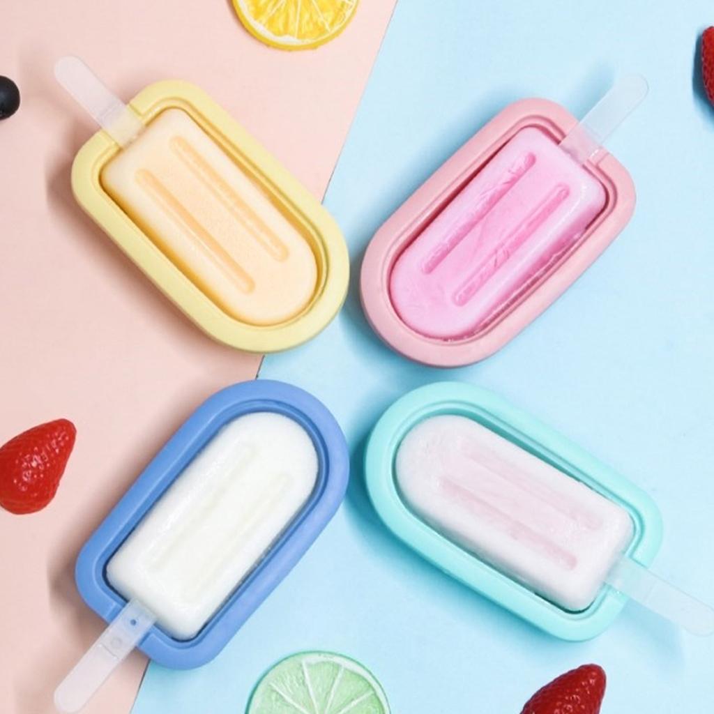 Pack Of 4 Food Grade Silicone Ice Lolly Maker with Stick Dishwasher Safe Ice Cream Moulds Popsicles Making Molds