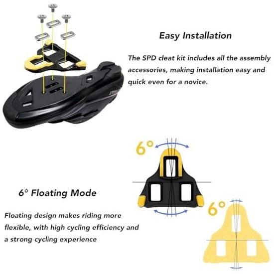 Bicycle SPD cleat set compatible Shimano SPD-SL system SH10 SH11 SH12 3-hole cycling shoes road bike binding pedals durable non-slip.