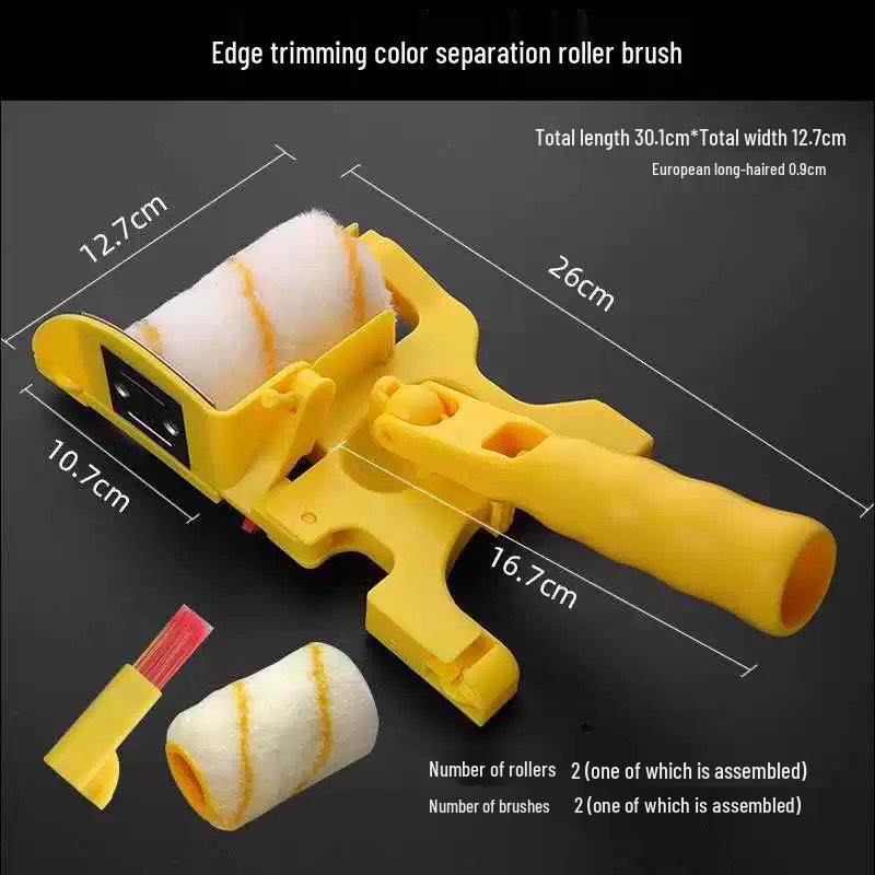Multifunctional Edging & Color Separation Roller Brush for Latex Paint - Fine Bristle, No Dead Angle Tool for Wall Painting.