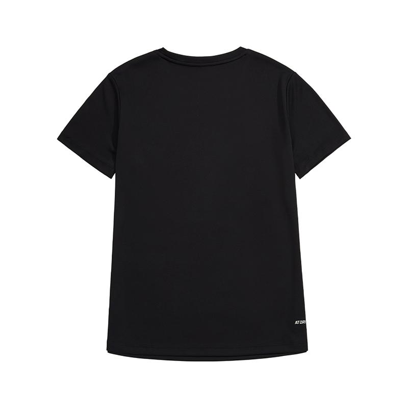 Li Ning Sports Lifestyle Series Solid Color Round Neck Comfortable Versatile Breathable Short Sleeve T-Shirt Women T-Shirts Black ATSU872-1