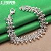 925 Sterling Silver Dumbbell-Shaped Side Chain Fashion Bracelet Gift Jewelry
