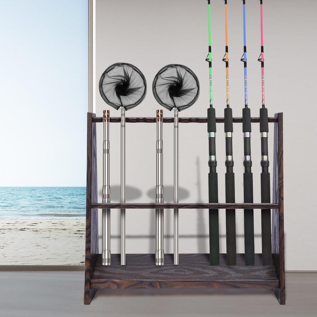 10 Holes Billiard Pool Stick Holder Golf Clubs Rods Bracket Shelf Floor Standing