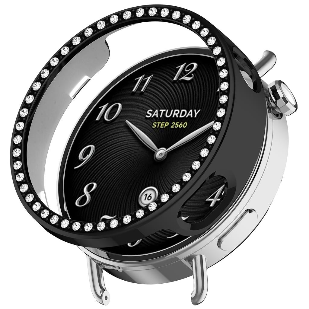 Bling PC Průhledné ochranné pouzdro pro Xiaomi Watch S4 41mm Pouzdro s diamantovými krystaly Tvrdý kryt Ochranný kryt na hodinky Módní nárazník