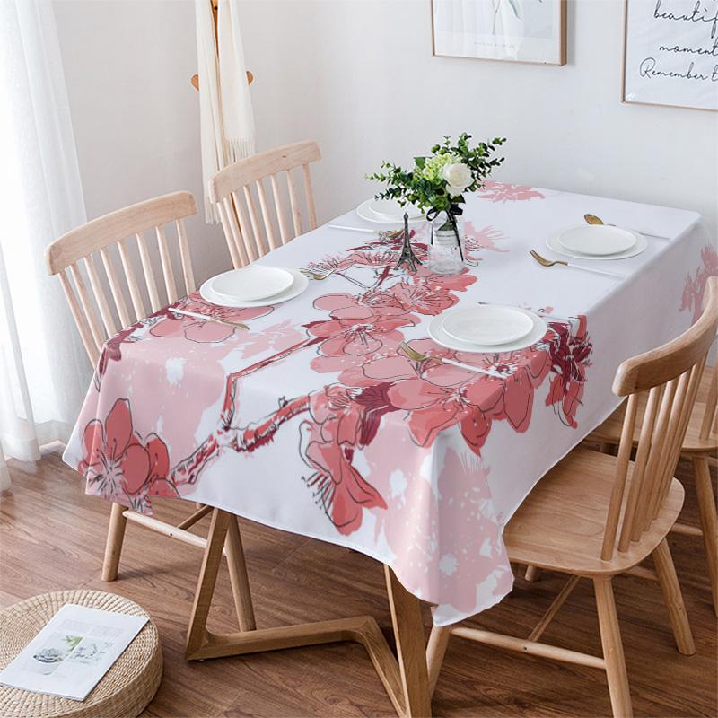 Small Fresh Plum Blossom Print Home Rectangular Tablecloths for Table Party Decoration Waterproof Anti-stain Nappe De Table
