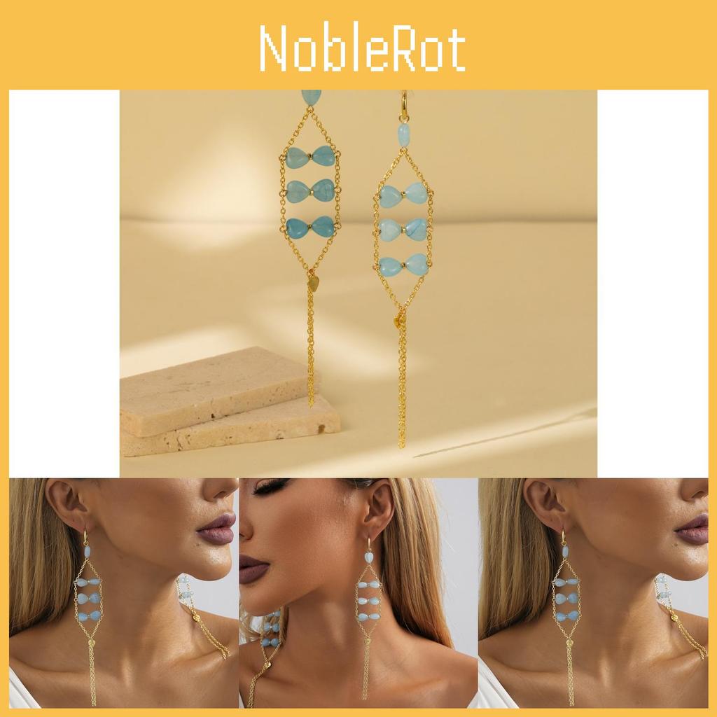 Stylish Blue Geometric Natural Stone Earrings For Fall Ladies 2023