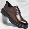 New Men Genuine Leather Korean Style Business Casual Breathable Versatile Four Seasons Trendy Black Groom Wedding Partner Shoes