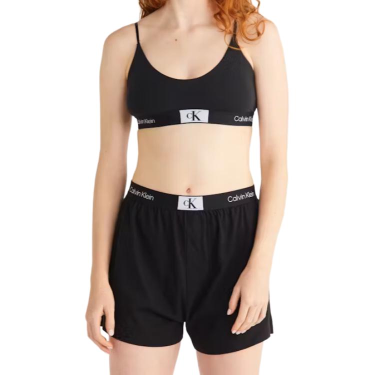 Calvin Klein Ss23 Logo a Lettere Orlo Reggiseno Intimo Donna Nero QF7216-UB1