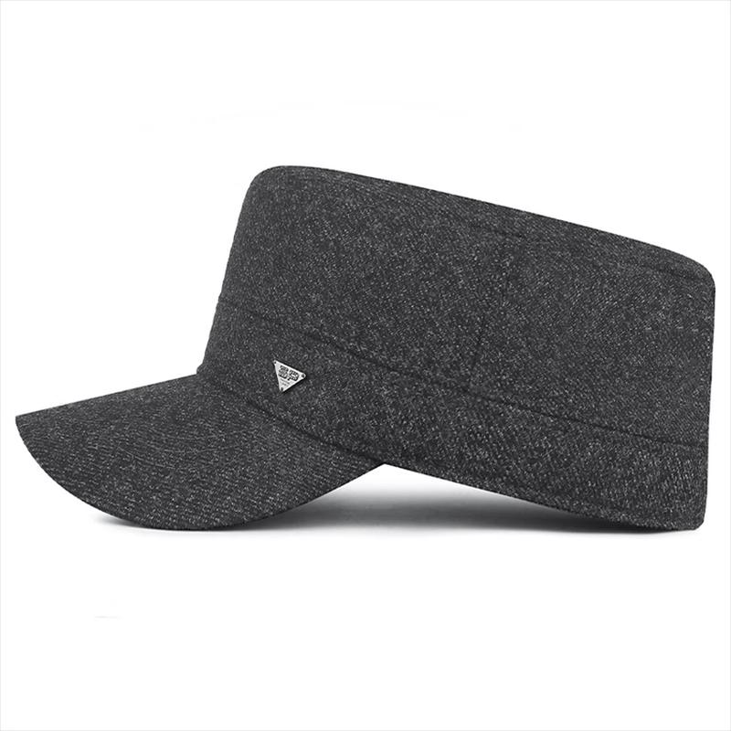 Men's Fleece Lined Earflap Flat Top Winter Cycling Hat