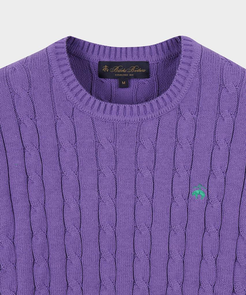 BROOKS BROTHERS [Women'S] Cotton Cable Crew Neck Short Sleeve Sweater (Violet) (Bbwrwb201Atfm)