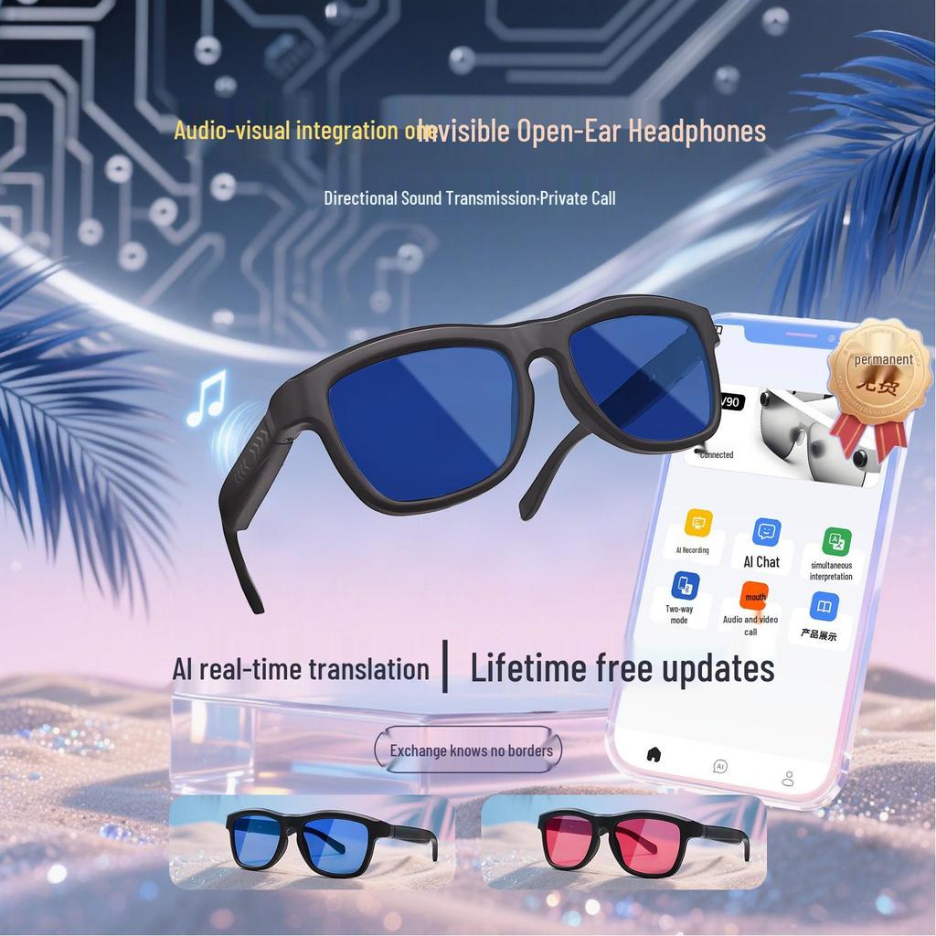 AI Smart Glasses: Translation, Meeting Recording, Photo Capture, Voice Assistant, Bluetooth Calls, Cycling Functionality