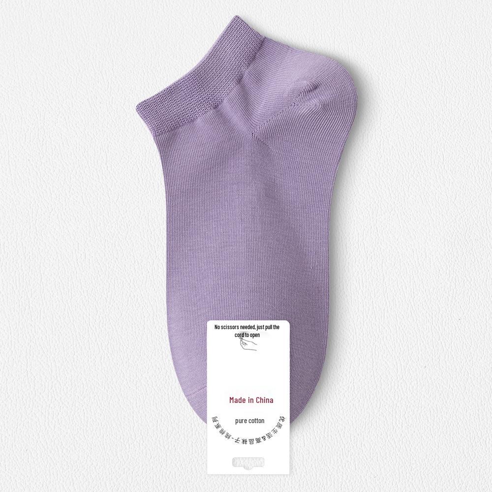 

Women s Solid Color Cotton Short Socks - Spring/Summer Breathable, Sweat-Absorbent, Antibacterial, Purple Women s One Size (35-40) фіолетовий