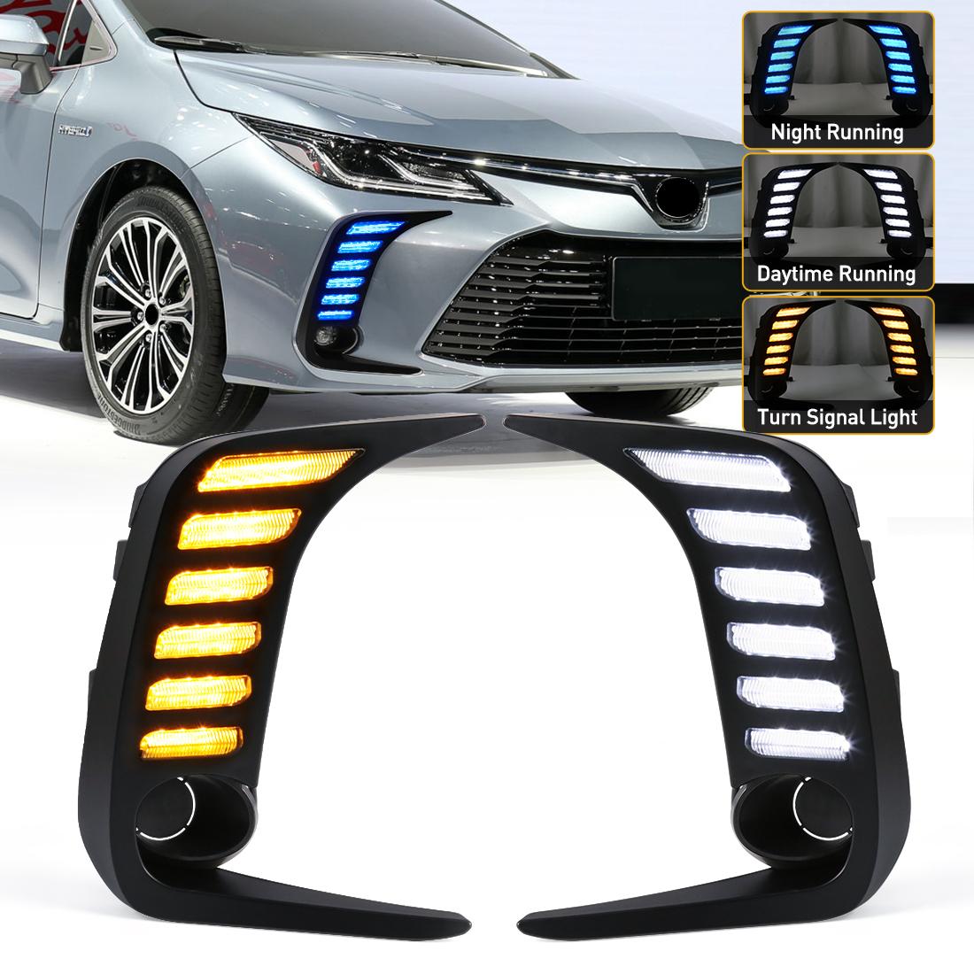 

Для Toyota Corolla 2019 2020 2025 2025 светодиодные дневные ходовые огни противотуманные фары поворотник передний бампер белый желтый синий