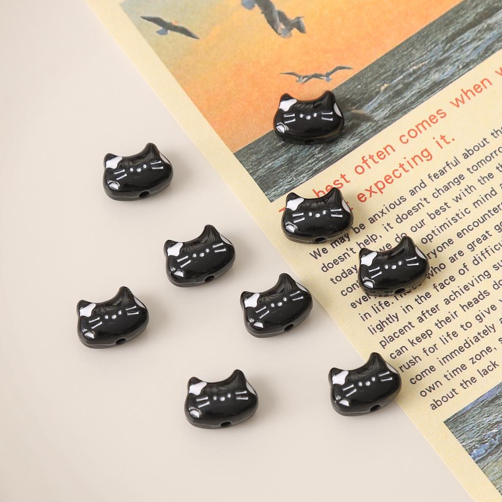 [12X9mm] 1pc Alloy Cat Beads Color Cute Kitten Beads Accessories DIY Jewelry Accessories