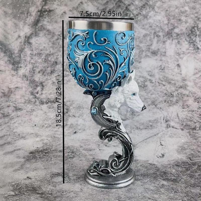 1Pcs Medieval Retro Goblet 3D Red Wine Glass Stainless Steel Liner Cocktail Glass Retro Creative Personalized Gift Ornament