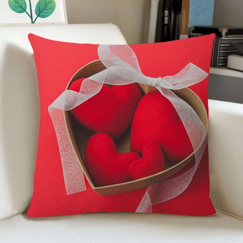 Greeting Card European Bow Gift Peach Skin Valentine's Day Pillow Case Pillow Car Sofa Cushion Cushion