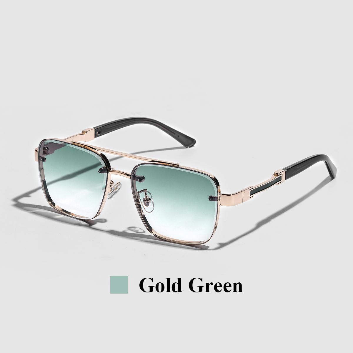 

Ruiao Square Mens Designer Sunglasses Metal Frame Gradient Luxury Shades UV400 Rectangle Pilot Sun Glasses for Men