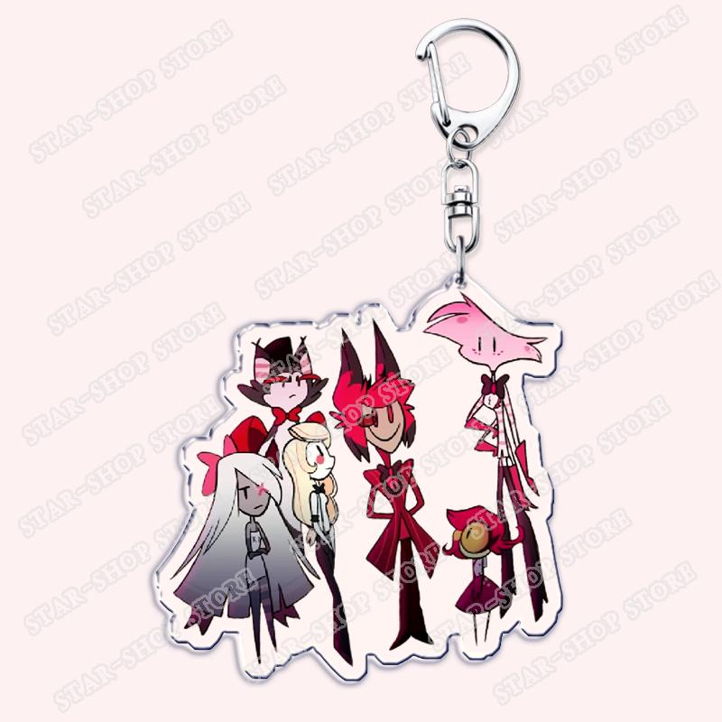 Heiß Populär Anime Cartoon Dämon Figur Schlüsselanhänger für Zubehör Tasche Angel Dust Schlüsselanhänger Ring Schlüsselring Schmuck Fans Freunde Geschenke