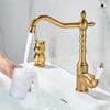 Goldenes Beckenarmatur Chrom Warm- und Kaltwasser-Mischer Antike Waschbeckenarmatur Wasserhähne Das Becken 360° drehbare Armaturen