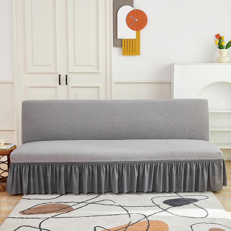 Living Room Without Armrests Skirt Sofa Bed Cover Thickened Terry Grid Elastic Folding Sofa Cover All-Inclusive Universal