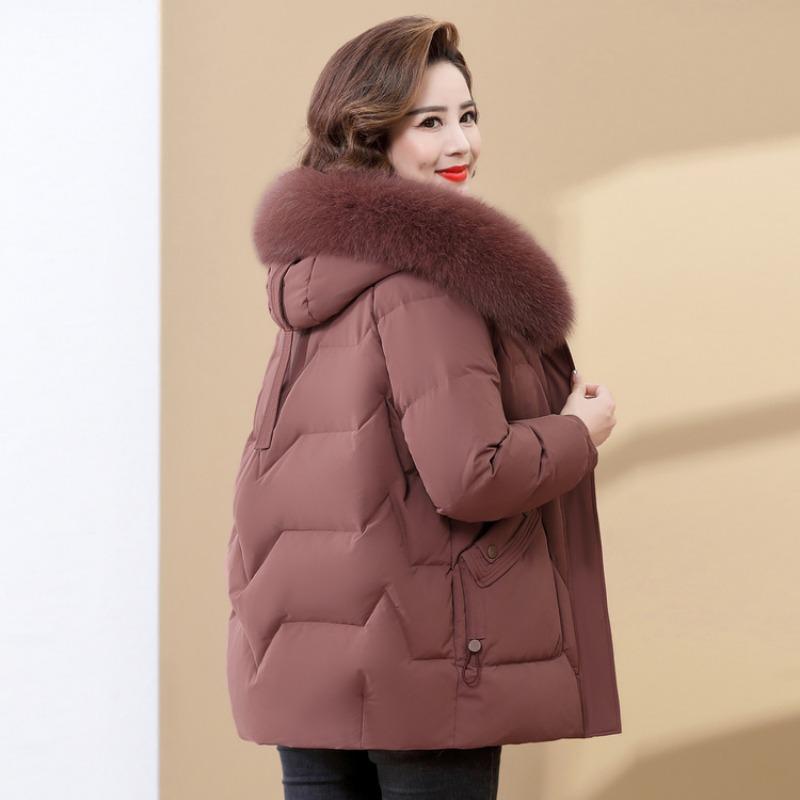 Mom Winter Cotton Clothes Women's Medium and Long Middle-aged and Elderly Winter Thickened Warm Cotton-padded Clothes Jacket New