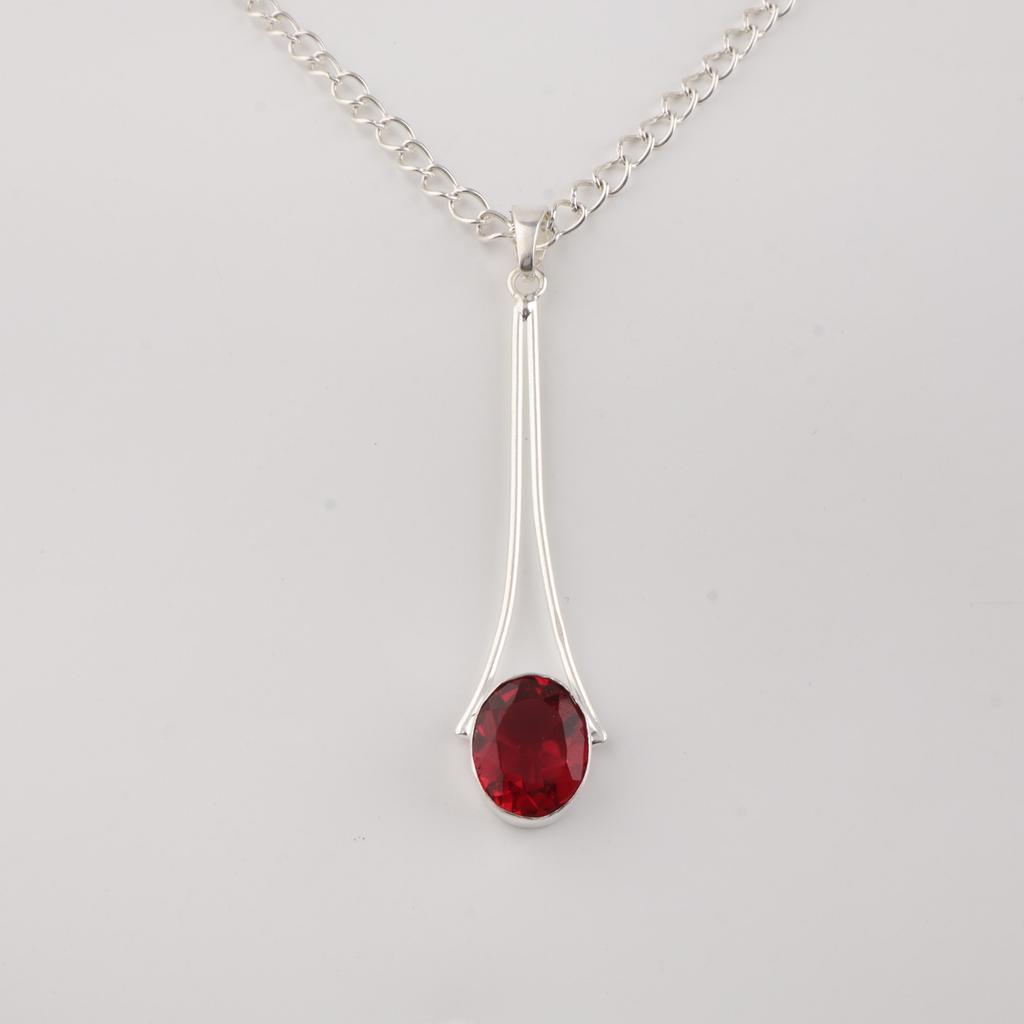 Roze Rubelliet Edelsteen 925 Sterling Zilver Handgemaakte Sieraden Ontwerper Druppelvormige Hanger 1,79" Voor Vrouwen PP-69-8