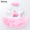 Newborn Baby Girl Birthday Outfit: Short-Sleeved Two-Piece Romper Dress