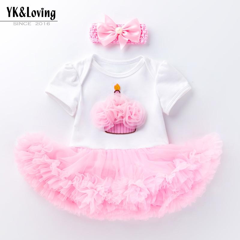 Newborn Baby Girl Birthday Outfit: Short-Sleeved Two-Piece Romper Dress