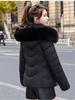 Women’s Short Hooded Windproof Thicken Warm Winter Jacket With Big Fur Collar