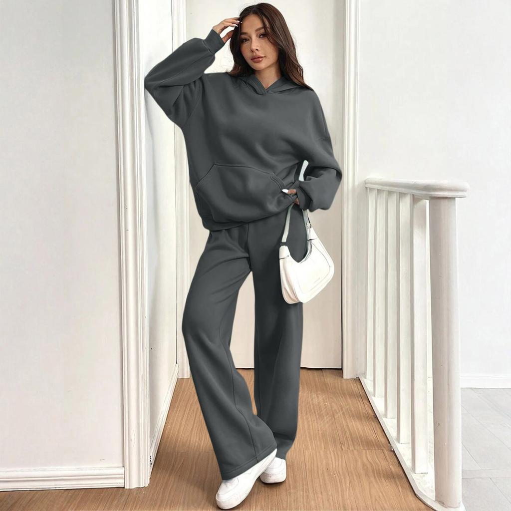 Women's Casual Warm Hooded Sweatshirt And Sweatpants /Winter Sports Set
