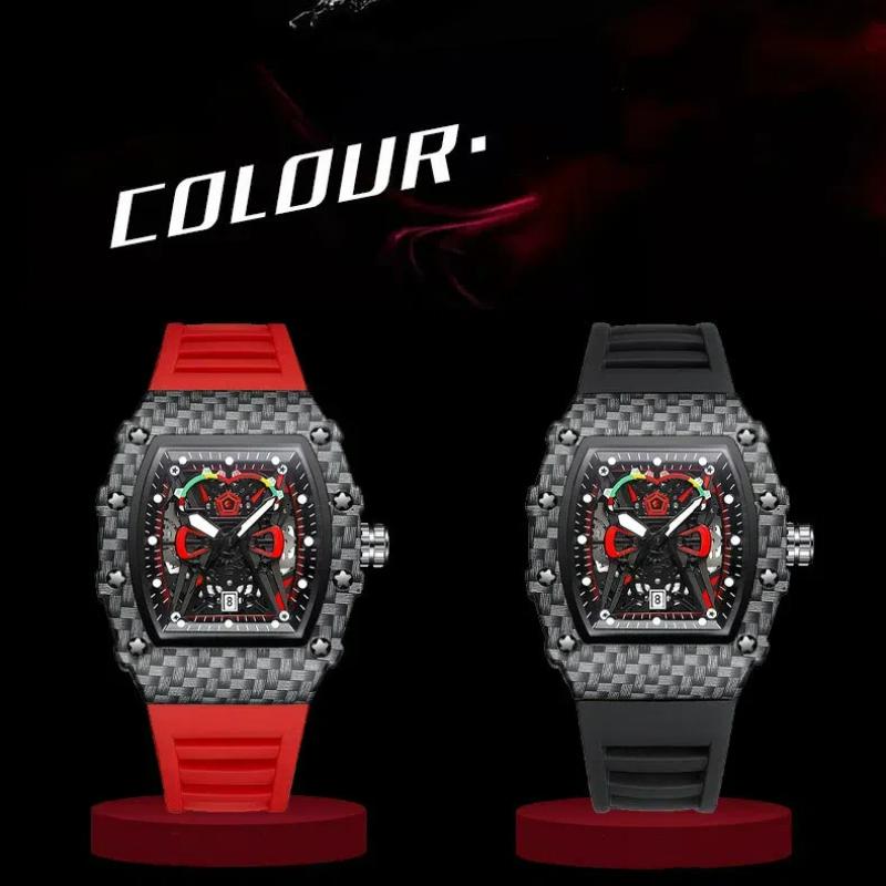 KIMSDUN Herrenuhr Luxus Tonneau Design Wasserdicht Leuchtende Uhren Silikonarmband Armbanduhr Mode Herrenuhr