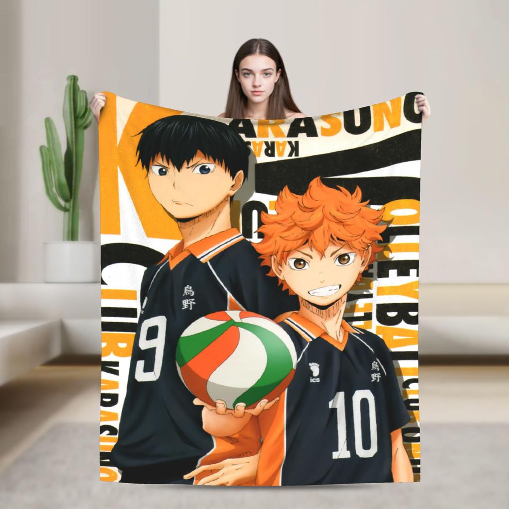 Haikyuu Japanese Anime Blanket Velvet Autumn/Winter Portable Super Warm Throw Blankets for Bedding Car Plush Thin Quilt