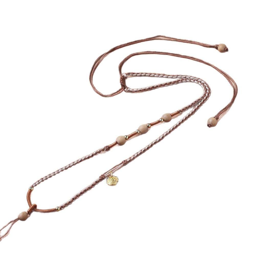Exquisite Handmade Hetian Jade Rope Weaving Jewelry Tasel Lanyard with Adjustable Chain
