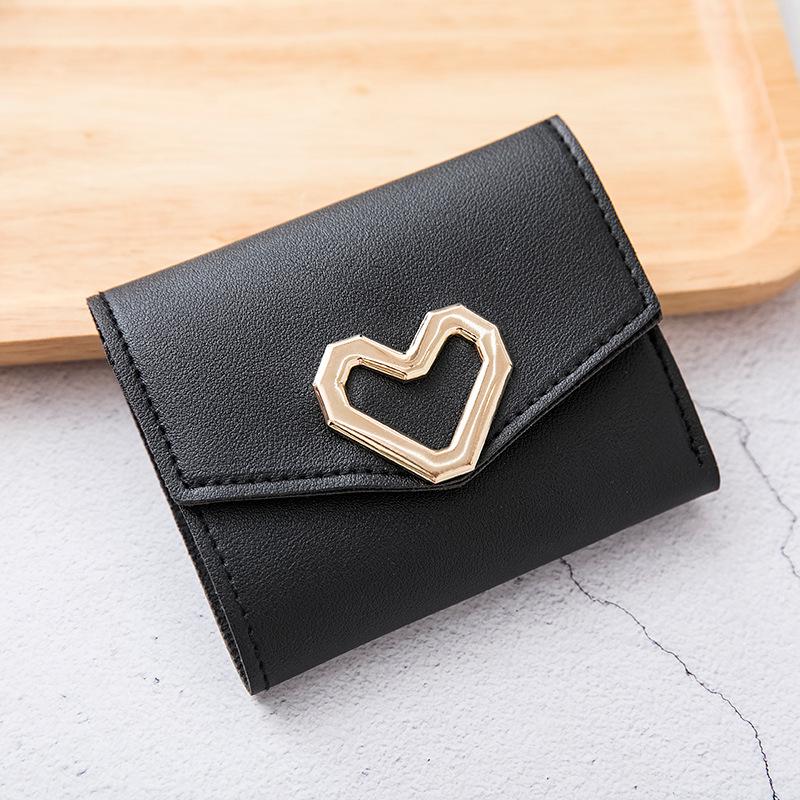 Korean Style 2026 Women's Heart-Shaped Tri-Fold Short Wallet and Coin Purse