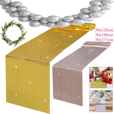 1PC Party Sequin Tablecloth Solid Color Glitter Fold Hotel Wedding Party Birthday Table Decor 30x180cm Decoración Y Accesorios