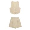 2024 Summer Women's Solid Color Fashion Split Vest & Shorts Set