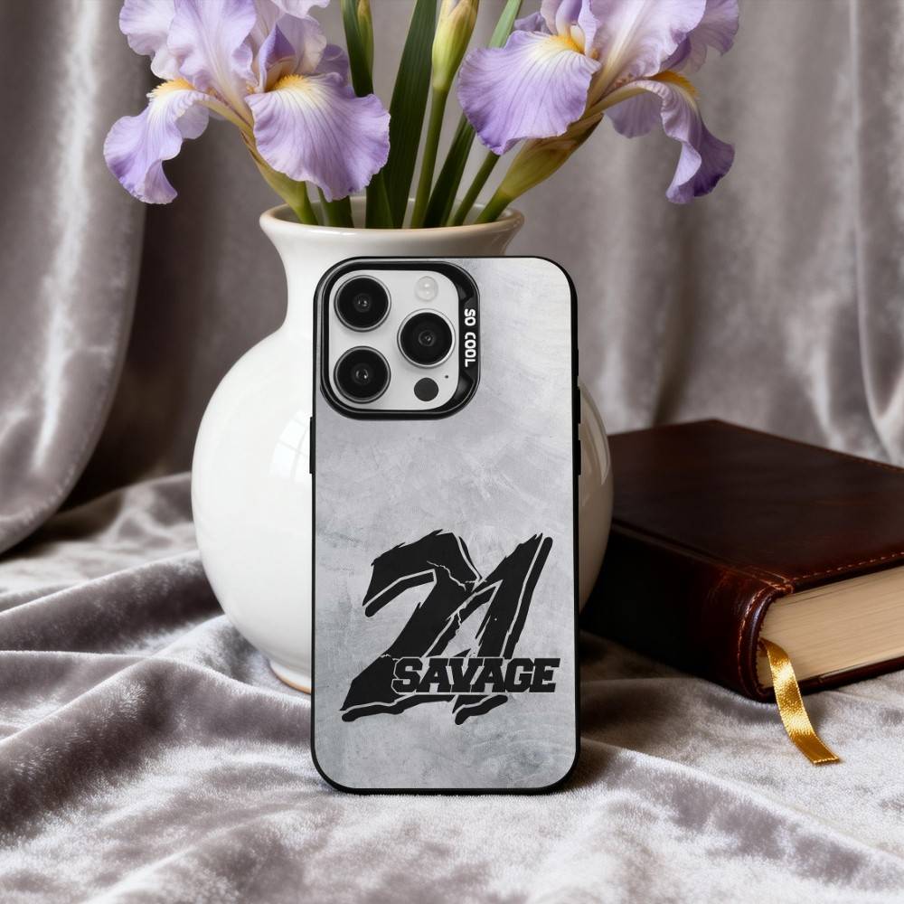 Cool Rapper 21 S-Savage-E Phone Case For iPhone17,16,15,14,13,12,11 Plus,Pro Max Black Candy Silver Phone Case