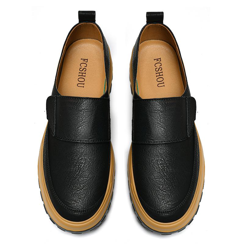 

Fashion High Quality Top Layer Cowhide Loafers Luxury Brand Man Genuine Leather Business Casual Men‘s Shoes Non Slip Sole Comfort Shoes 45 чёрный