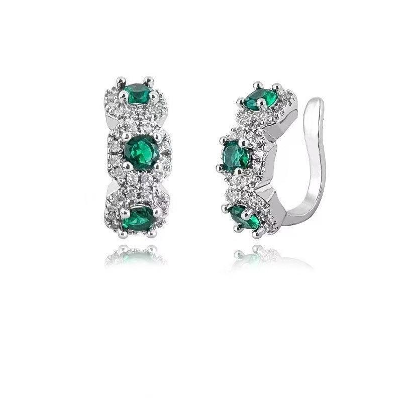 Iced Crystal Zircon Ear Clips - Trendy and Dazzling, High-end and Masculine. Unilateral Ear Bar Clips for Men. Women's Earrings.