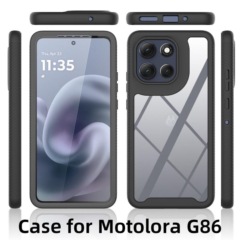 Soft TPU Frame Clear Case for Motorola G86 G56 G15 G05 G35 G55 G54 G84 G24 G14 G04S G53 G23 G13 Built in Screen Protector Cover